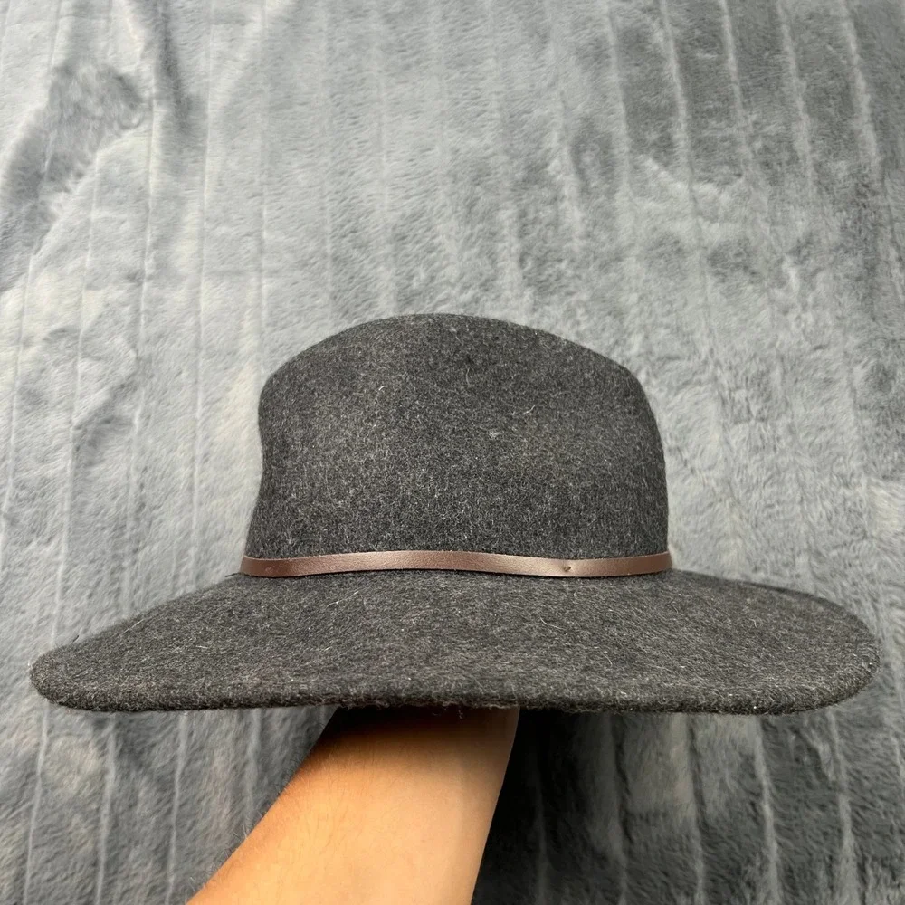 Banana Republic Mens Gray Wool Fedora Wide Brim Hat M/L RN 54023